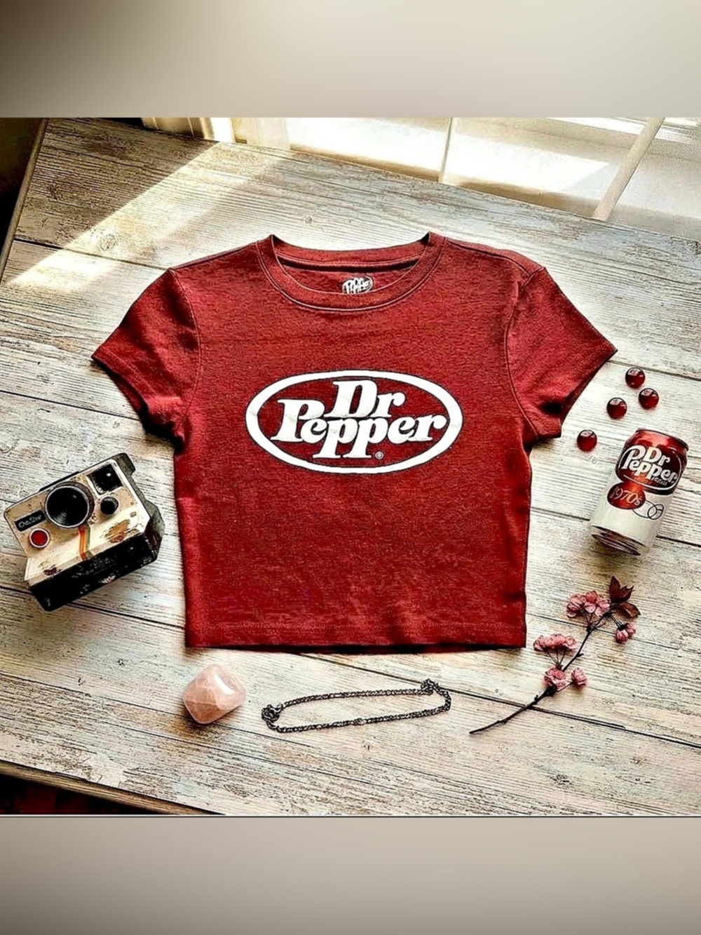 Dr Pepper Graphic Crop Tee Red Medium